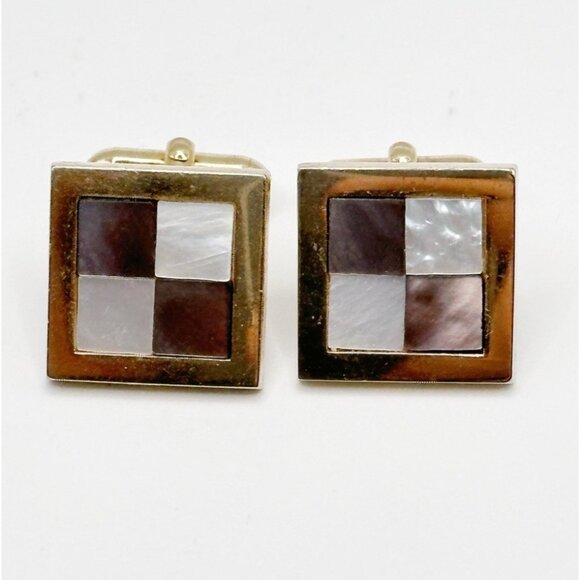 Swank Mother Of Pearl Abalone Cufflinks - Picture 2 of 3